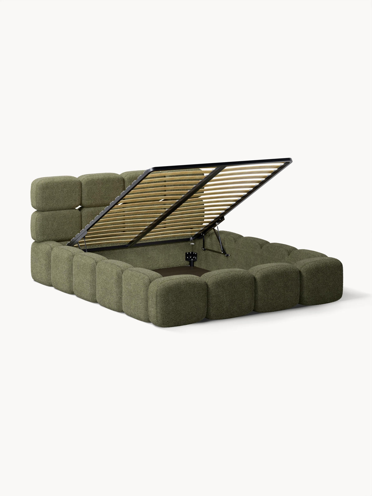 Taymira Teddy Bouclé Upholstered Bed with Storage