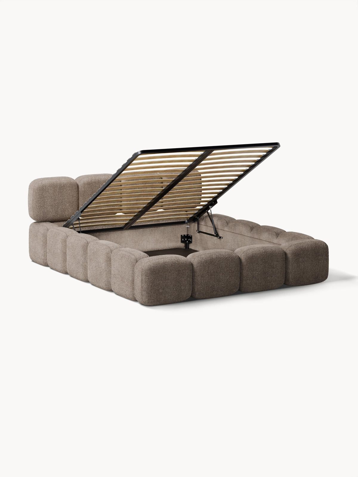 Taymira Teddy Bouclé Upholstered Bed with Storage