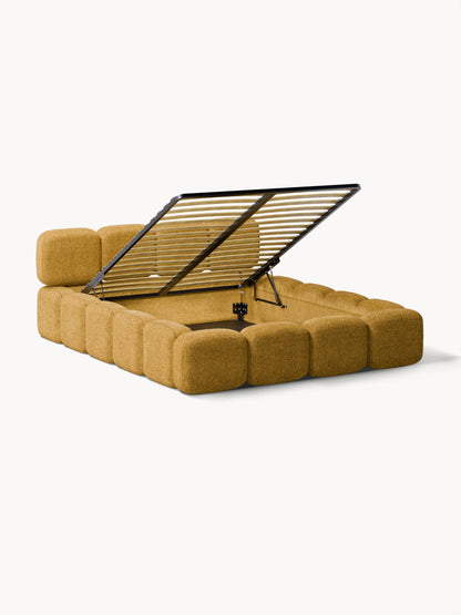 Taymira Teddy Bouclé Upholstered Bed with Storage