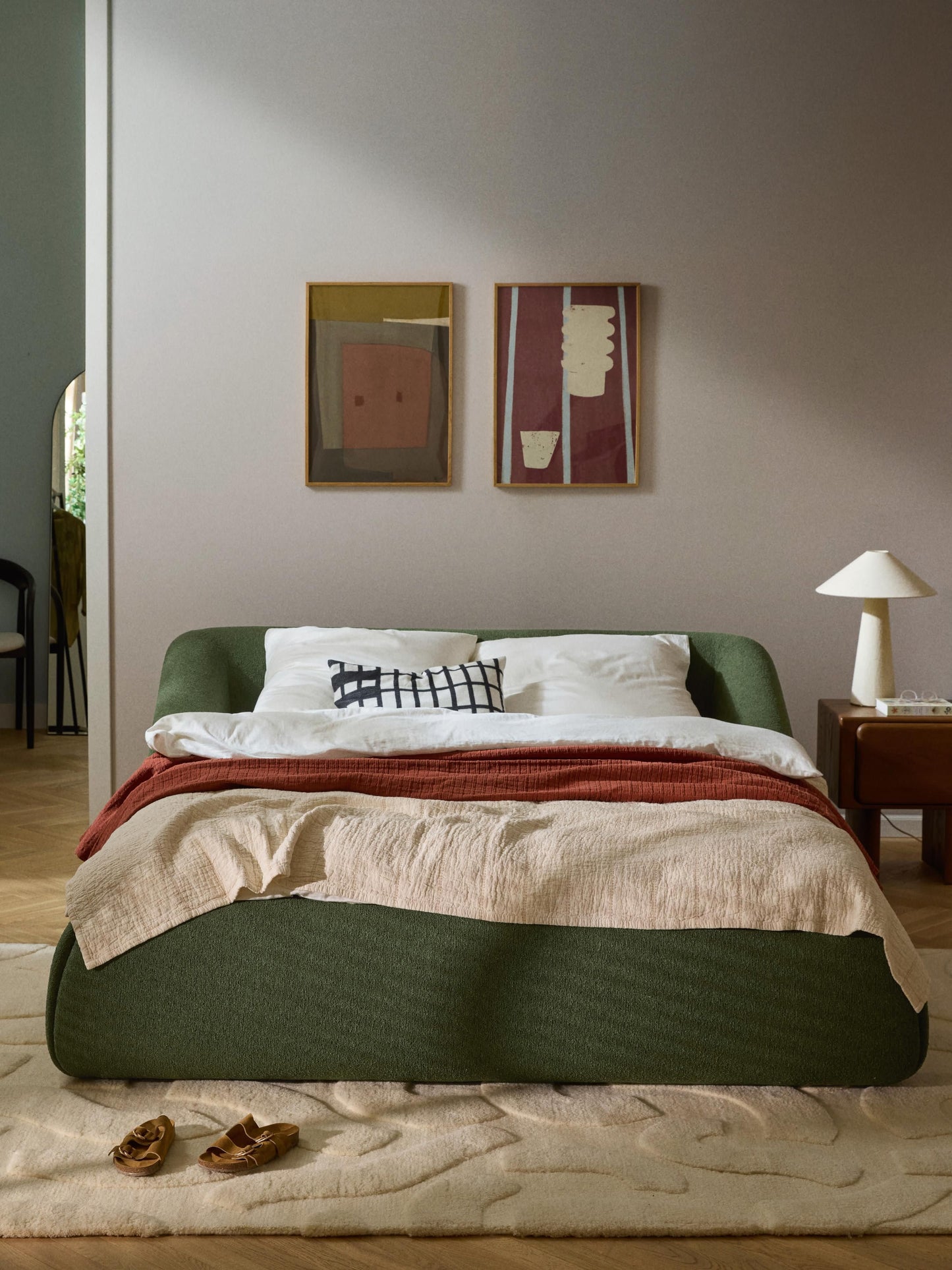 Vestara Upholstered Bed, Bouclé