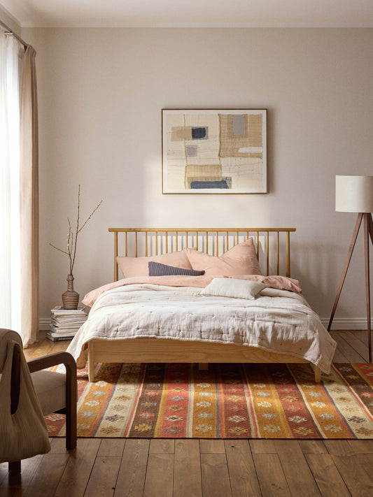 Winavia Wooden Bed with Pine Headboard