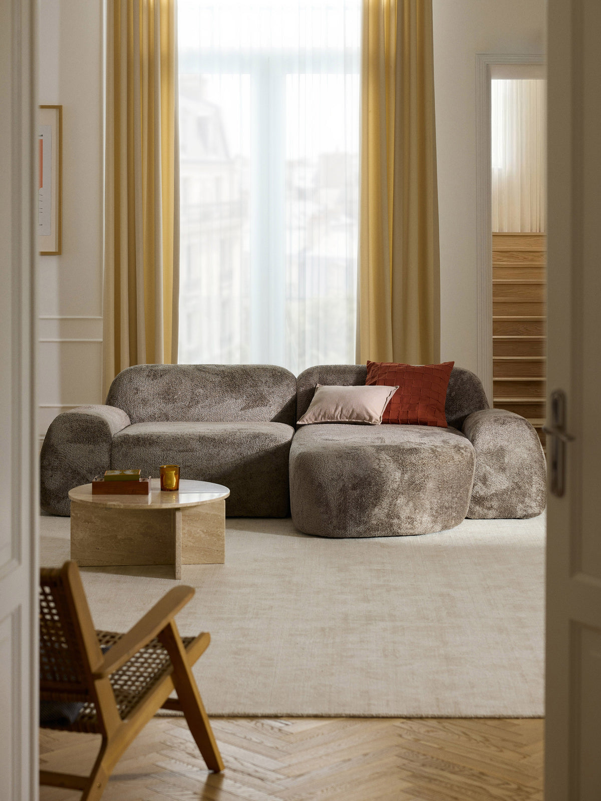 Wolterra Chaise in Teddy Bouclé