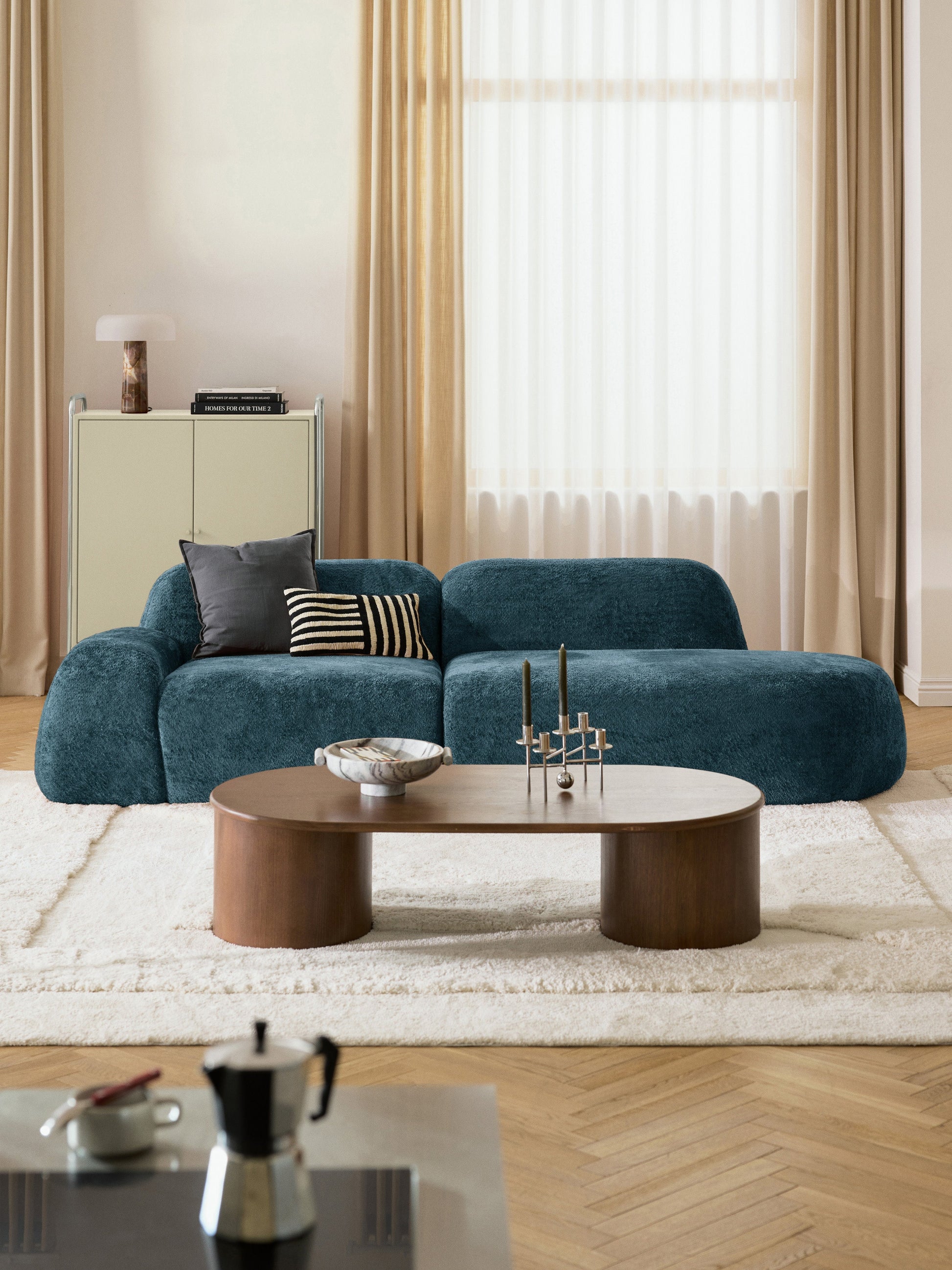 Wolterra Chaise in Teddy Bouclé