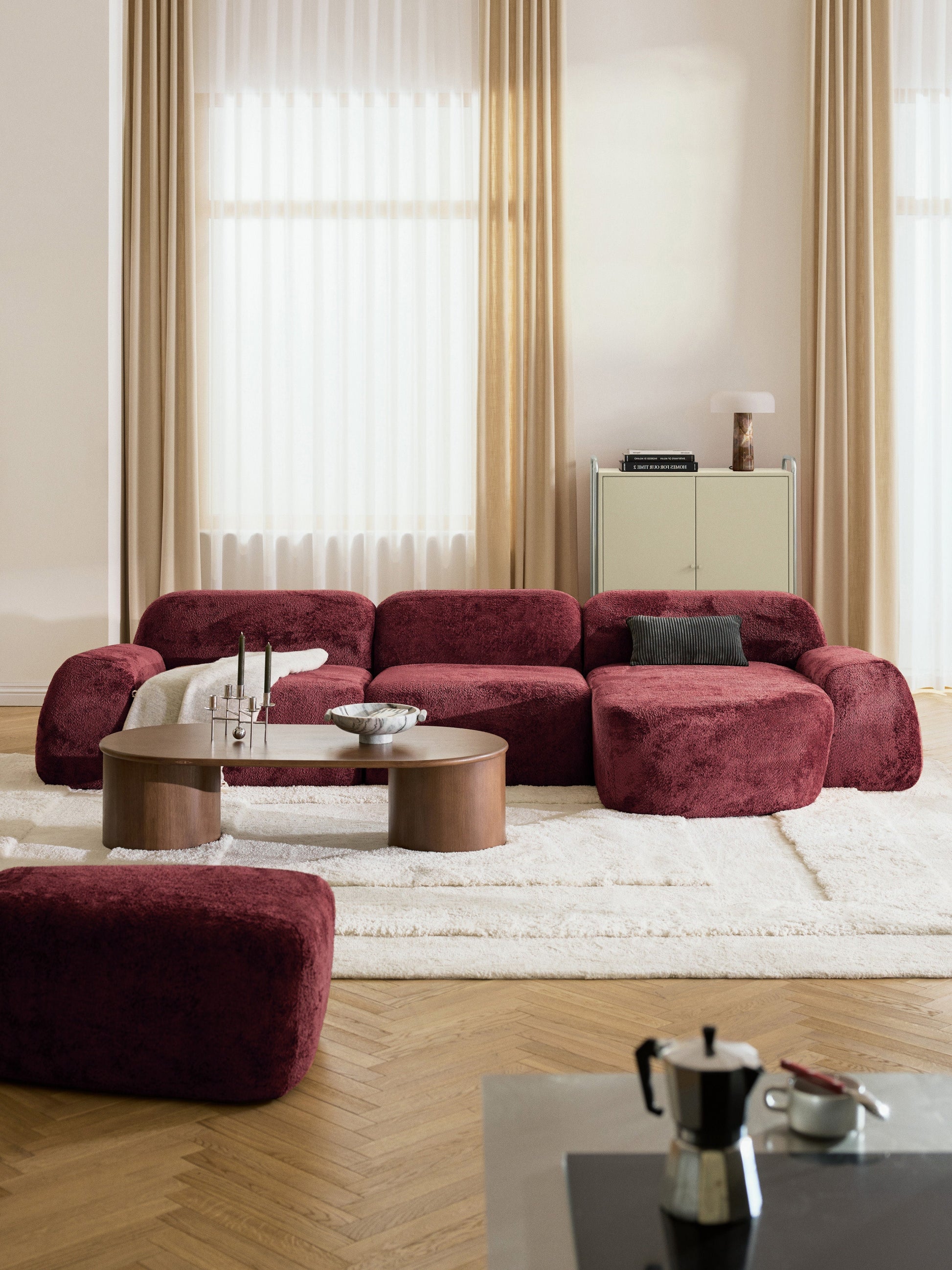 Wolterra Modular Corner Sofa (4-Seater) in Teddy Bouclé