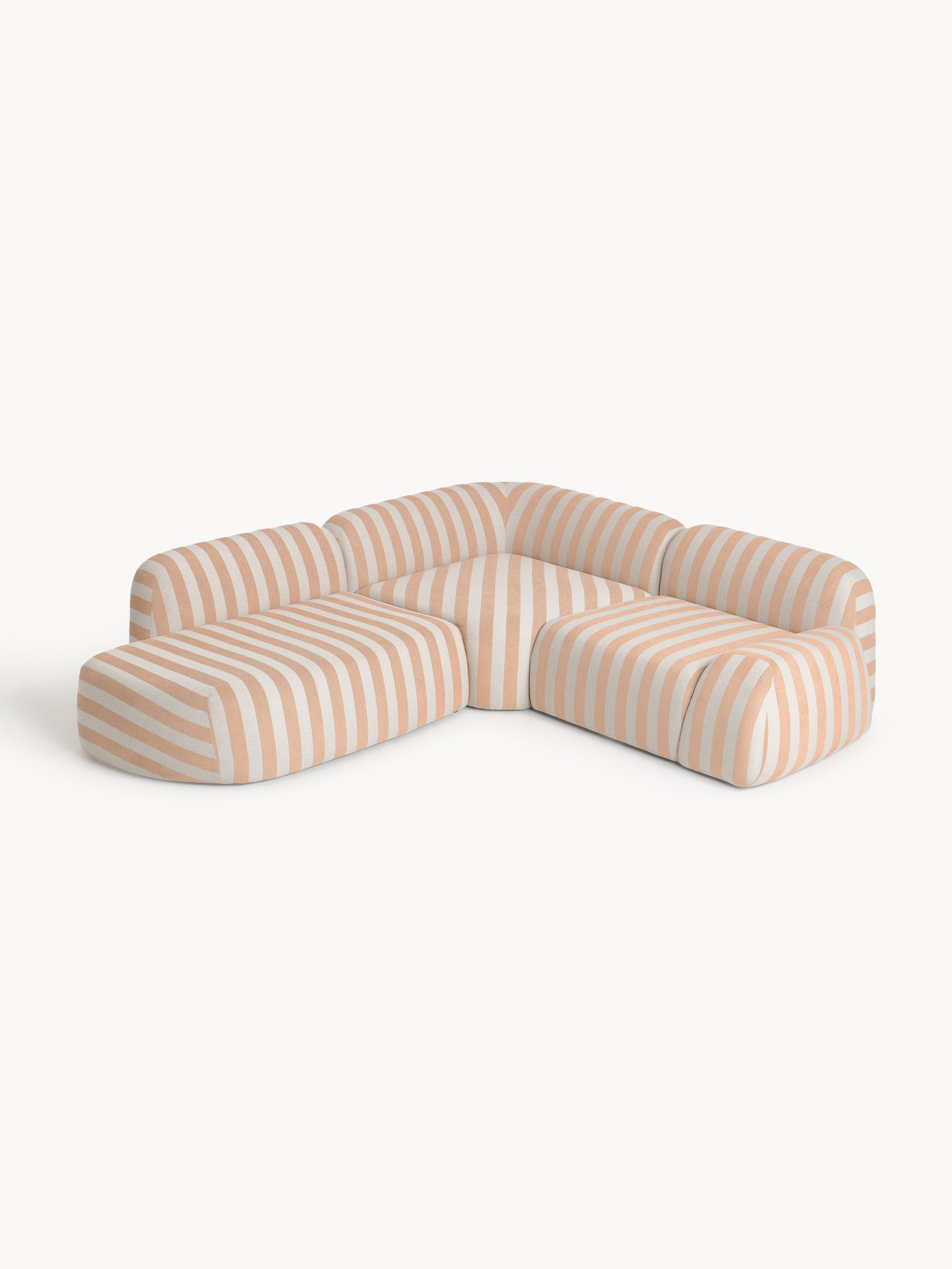 Wolterra Modular Striped Corner Sofa (4-Seater) with Chaise Longue