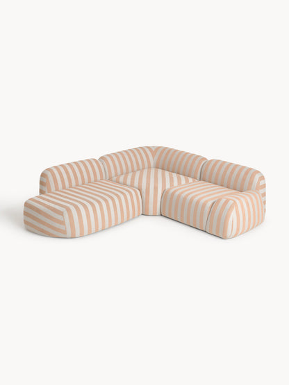 Wolterra Modular Striped Corner Sofa (4-Seater) with Chaise Longue