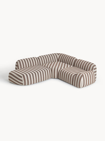 Wolterra Modular Striped Corner Sofa (4-Seater) with Chaise Longue
