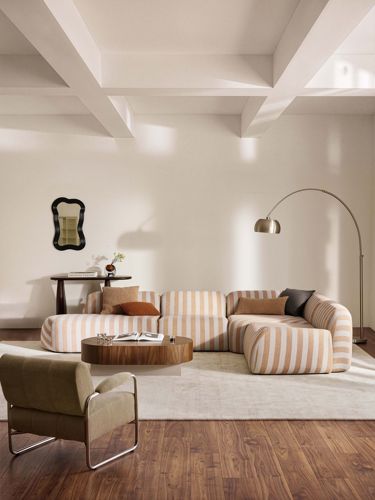 Wolterra Modular Striped XL Corner Sofa with Chaise Longue
