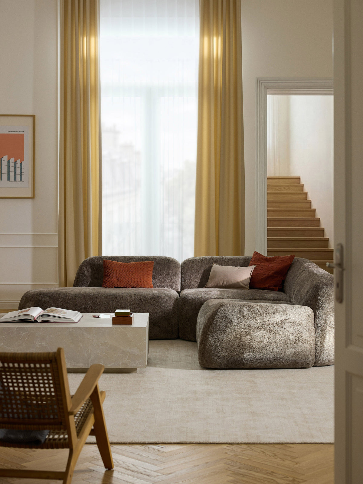 Wolterra Modular Teddy Bouclé Corner Sofa (4-Seater) with Chaise Longue