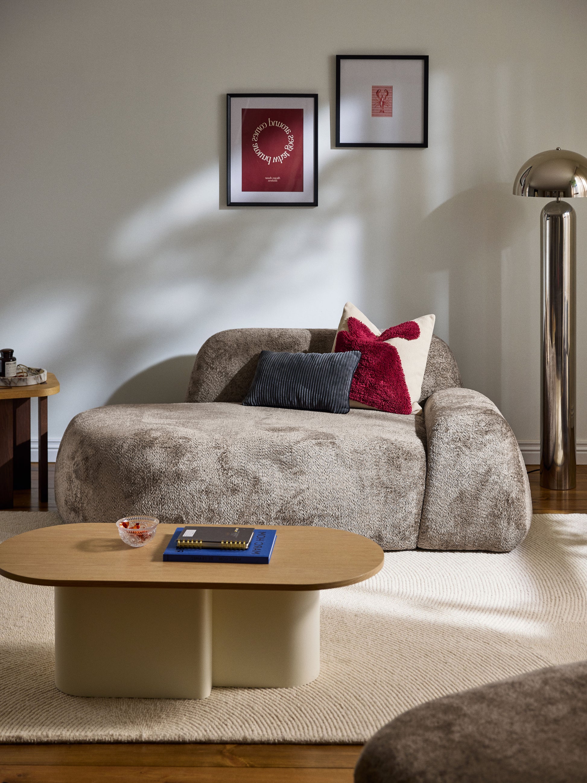Wolterra Teddy Bouclé Sofa (2-Seater) with Chaise Longue