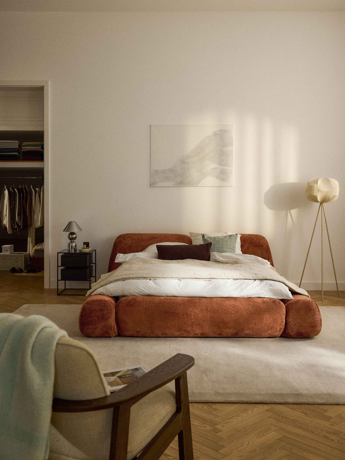 Wolterra Teddy Bouclé Upholstered Bed with Storage