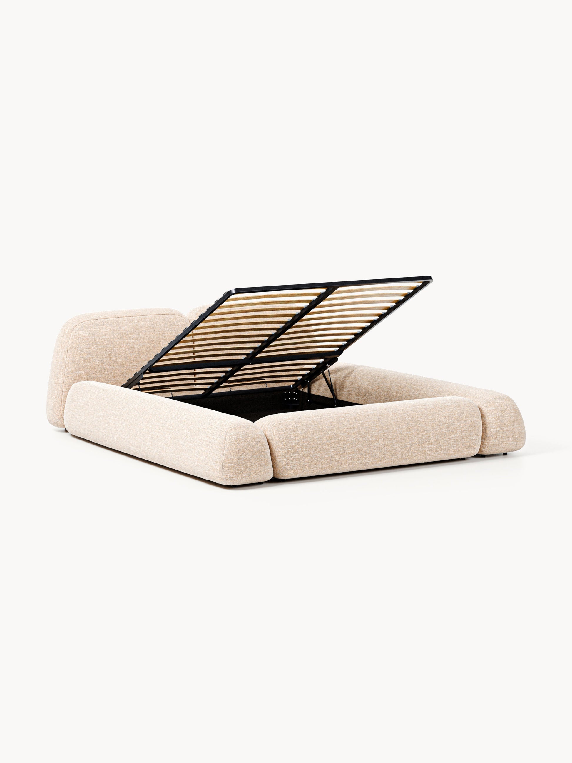 Wolterra Upholstered Storage Bed in Bouclé