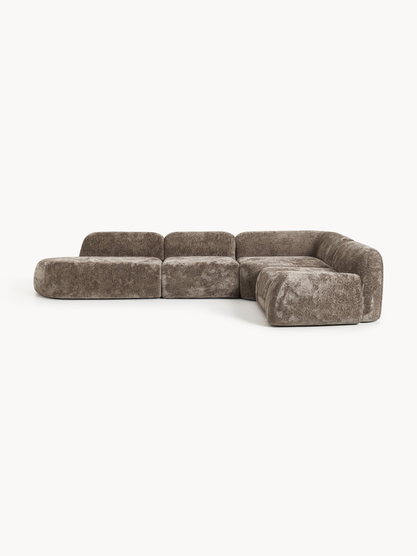Wolterra XL Modular Teddy Bouclé Corner Sofa with Chaise Longue