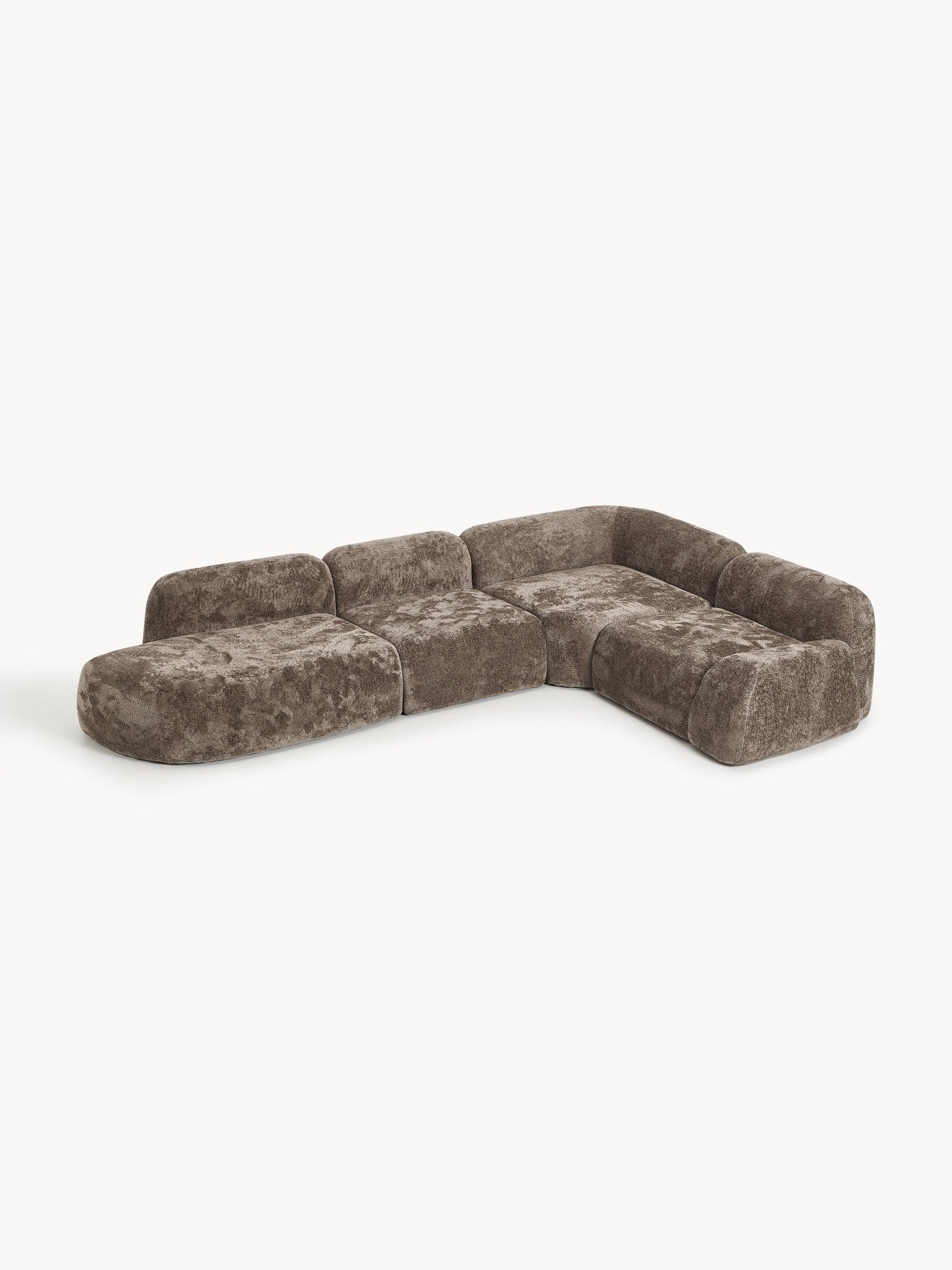 Wolterra XL Modular Teddy Bouclé Corner Sofa with Chaise Longue