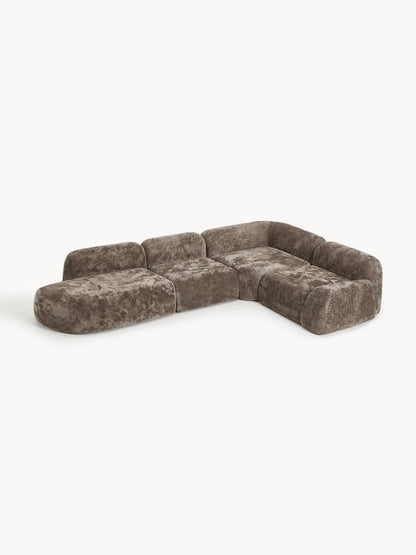 Wolterra XL Modular Teddy Bouclé Corner Sofa with Chaise Longue